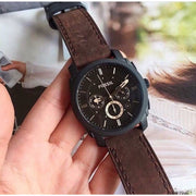  Shop Authentic Fossil Machine Flight Chronograph Brown Dial Brown Leather Strap Watch for Men - FS4656 - Luxxuri