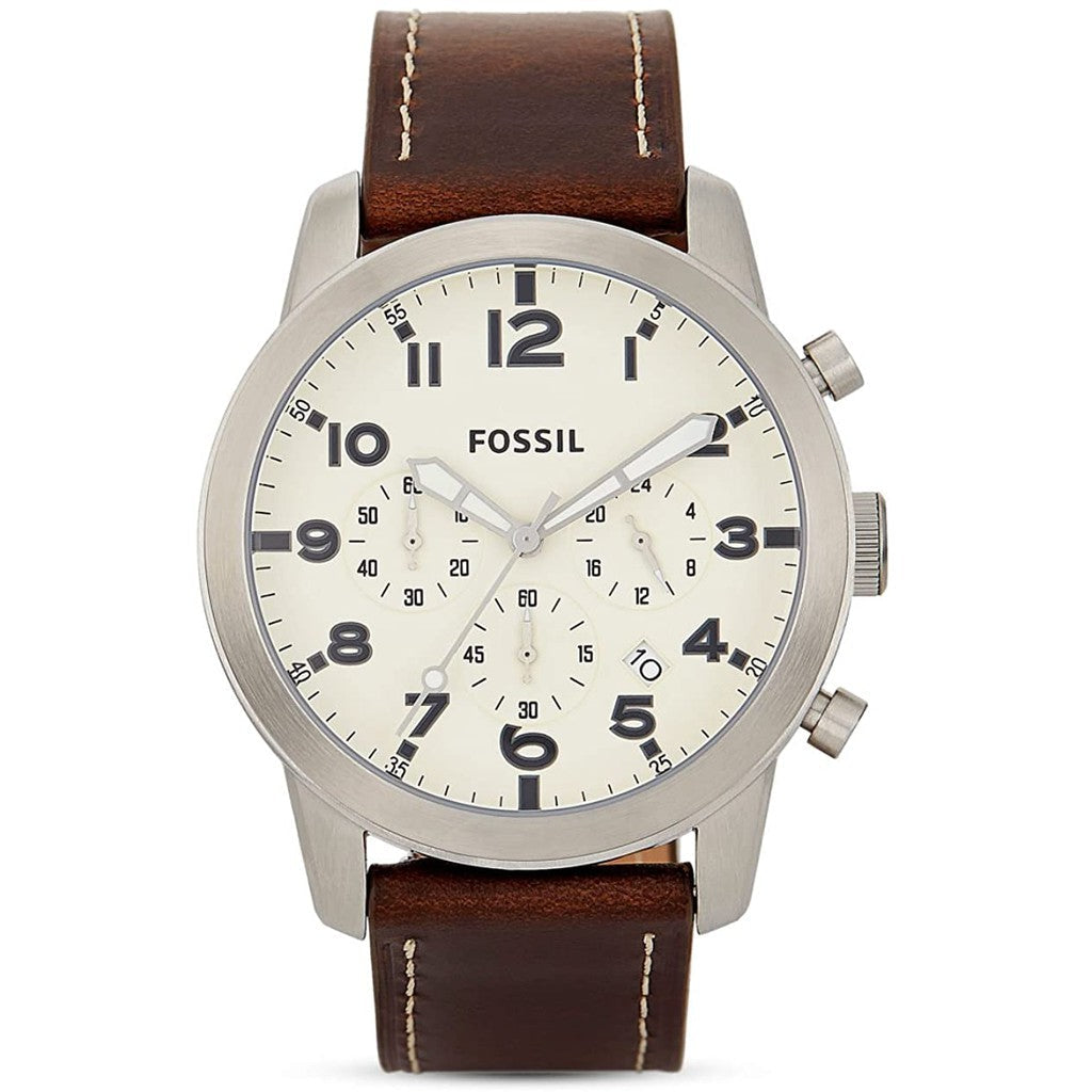  Shop Authentic Fossil Pilot Chronograph White Dial Brown Leather Strap Watch for Men - FS5146 - Luxxuri