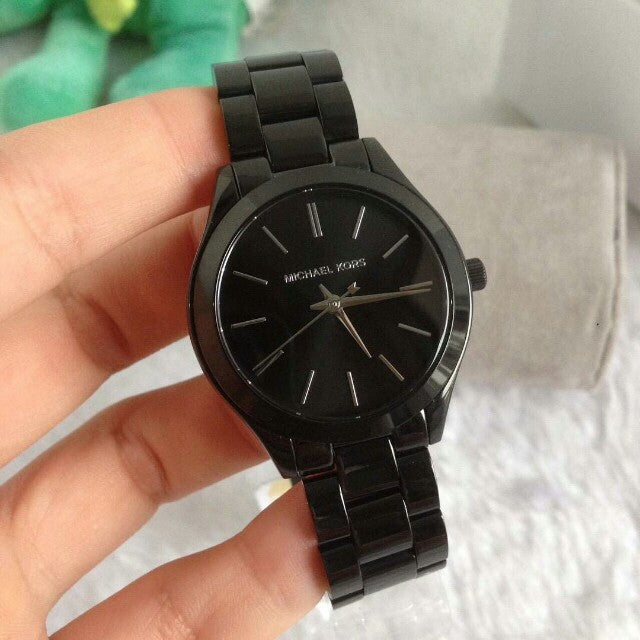  Shop Authentic Michael Kors Mini Slim Runway Black Dial Black Steel Strap Watch for Women - MK3587 - Luxxuri