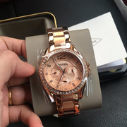  Shop Authentic Fossil Riley Multifunction Rose Gold Dial Rose Gold Steel Strap Watch for Women - ES2811 - Luxxuri