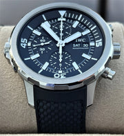  Shop Authentic IWC Aquatimer Chronograph Black Dial Black Leather Strap Watch for Men - IW376803 - Luxxuri