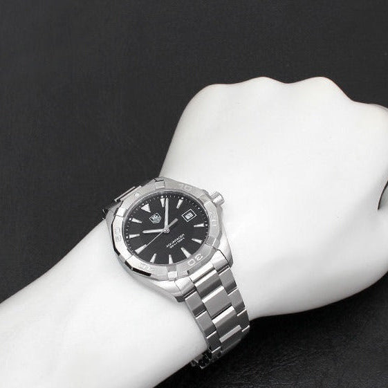  Shop Authentic Tag Heuer Aquaracer Quartz Black Dial Silver Steel Strap Watch for Men - WAY1110.BA0928 - Luxxuri