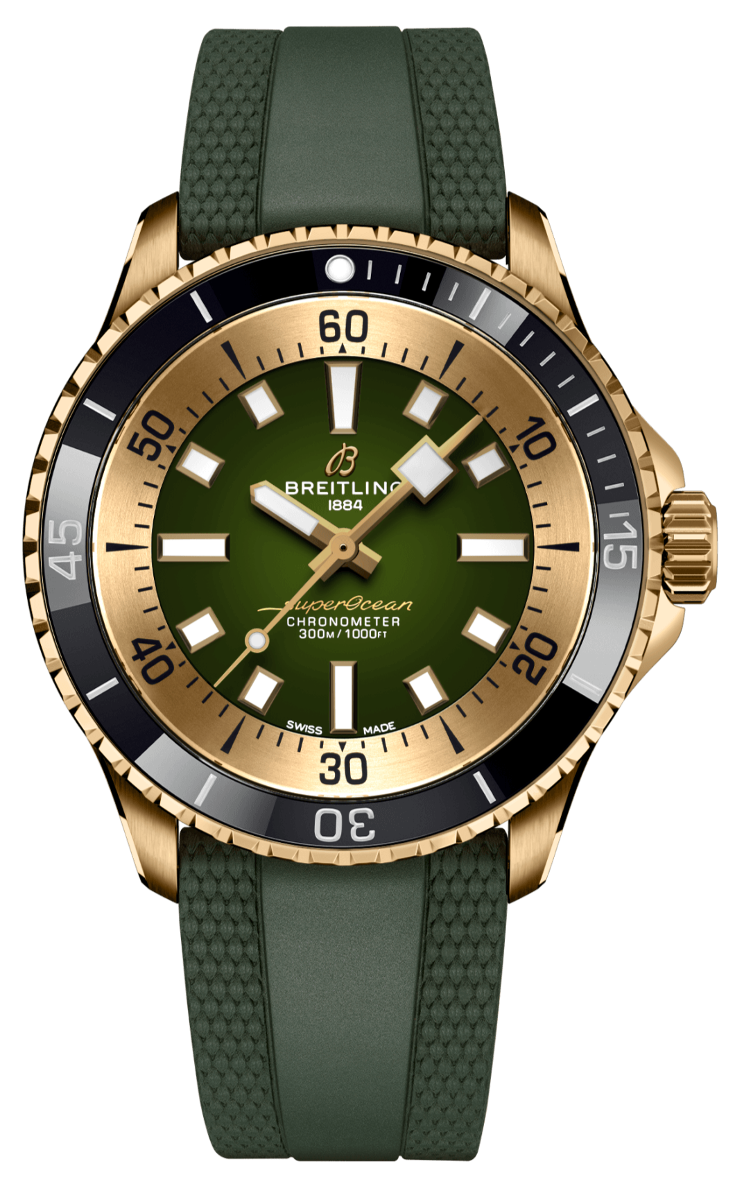  Shop Authentic Breitling Superocean Automatic 42 Green Dial Green Rubber Strap Watch for Men - N17375201L1S1 - Luxxuri