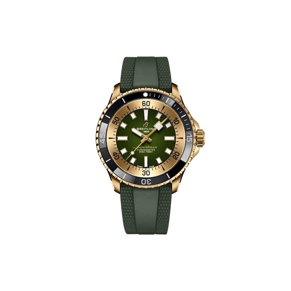  Shop Authentic Breitling Superocean Automatic 42 Green Dial Green Rubber Strap Watch for Men - N17375201L1S1 - Luxxuri