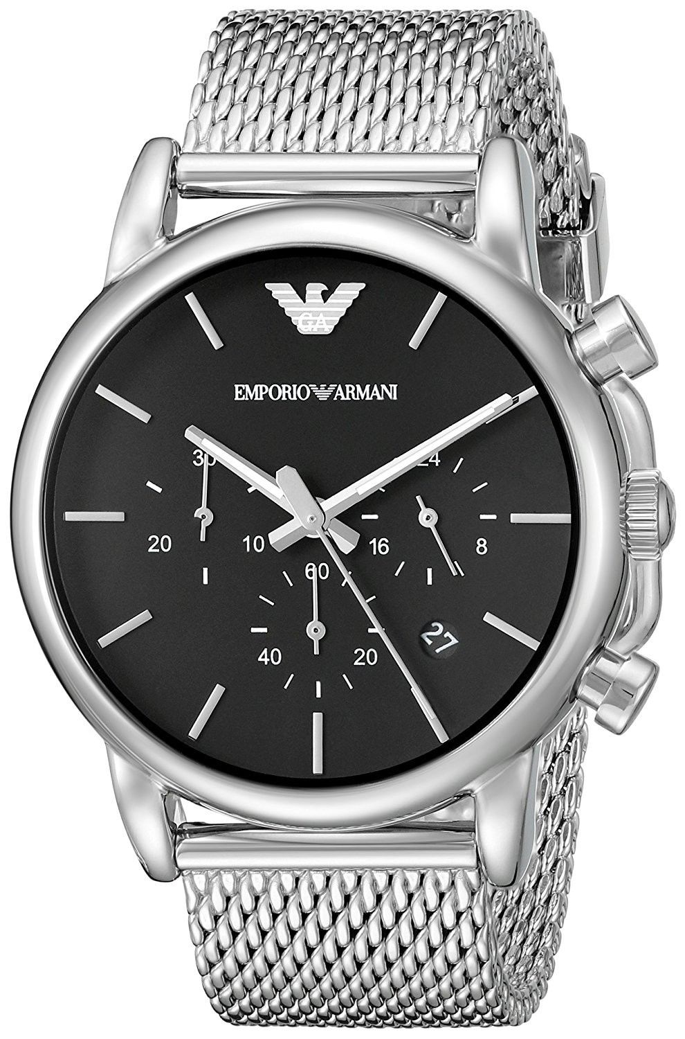  Shop Authentic Emporio Armani Luigi Chronograph Black Dial Silver Mesh Bracelet Watch For Men - AR1811 - Luxxuri