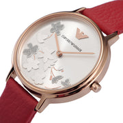  Shop Authentic Emporio Armani Kappa Classic Quartz Silver Dial Red Leather Strap Watch For Women - AR11114 - Luxxuri
