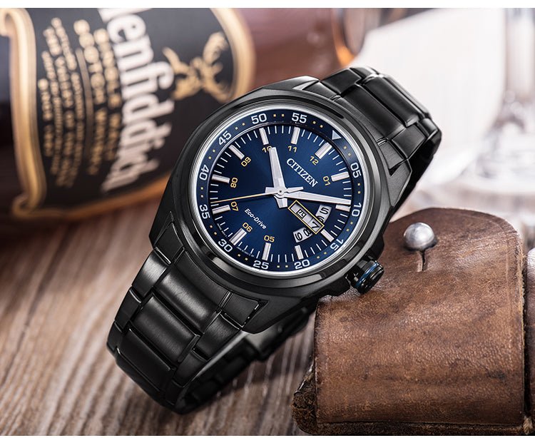  Shop Authentic Citizen Eco Drive Blue Dial Black Steel Strap Watch For Men - AW0024-58LB - Luxxuri