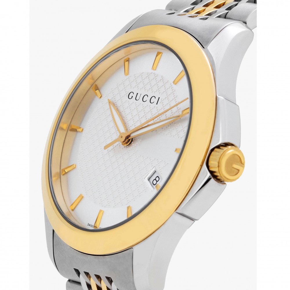  Shop Authentic Gucci G Timeless Silver Dial Two Tone Steel Strap Watch For Men - YA126409 - Luxxuri