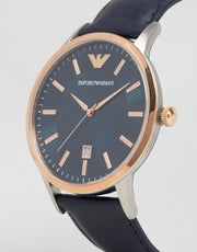  Shop Authentic Emporio Armani Renato Analog Blue Dial Black Leather Strap Watch For Men - AR2506 - Luxxuri