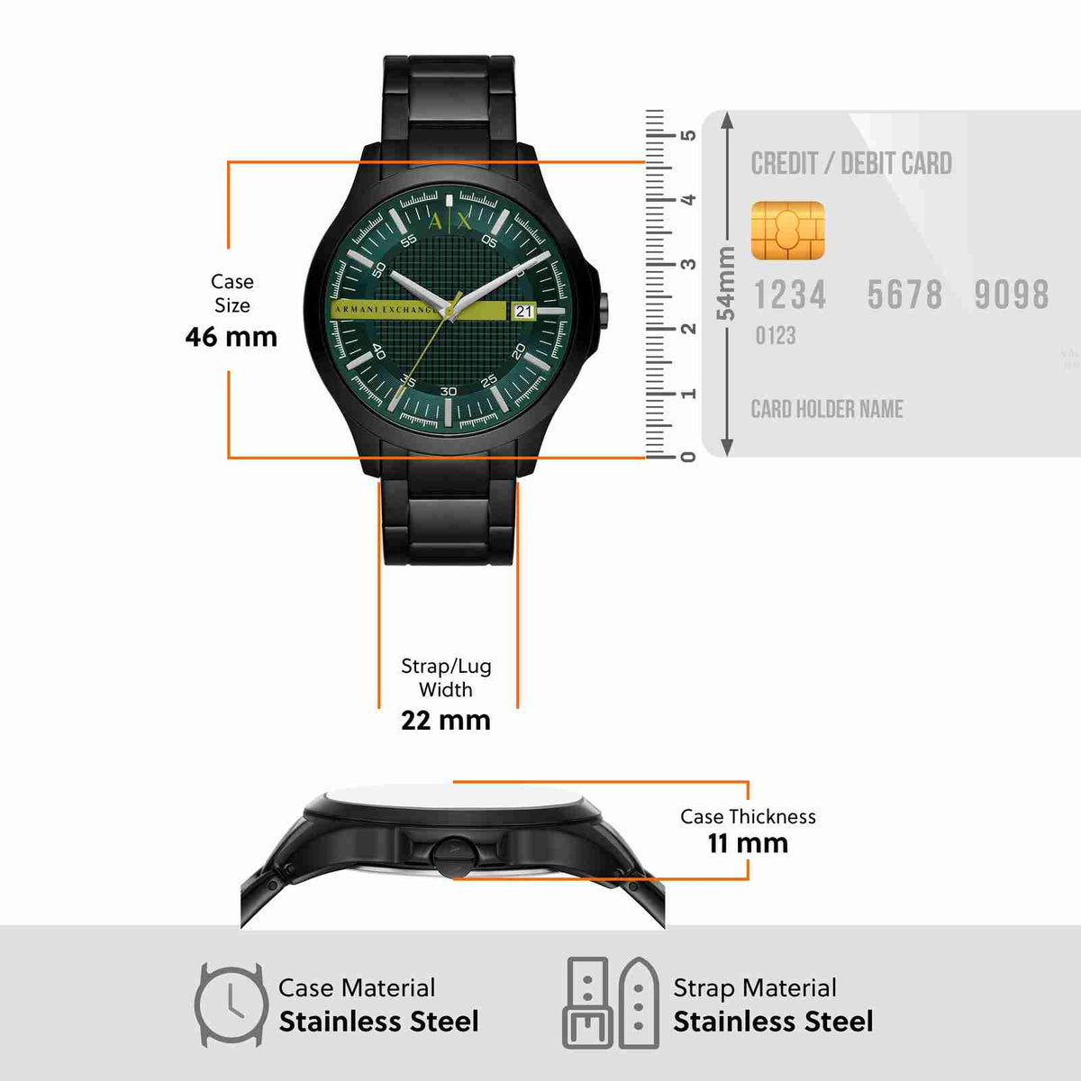  Shop Authentic Armani Exchange Hampton Black Dial Black Steel Strap Watch For Men - AX2407 - Luxxuri