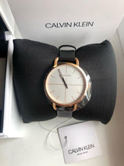  Shop Authentic Calvin Klein Even White Dial Black Leather Strap Watch for Women - K7B236C6 - Luxxuri