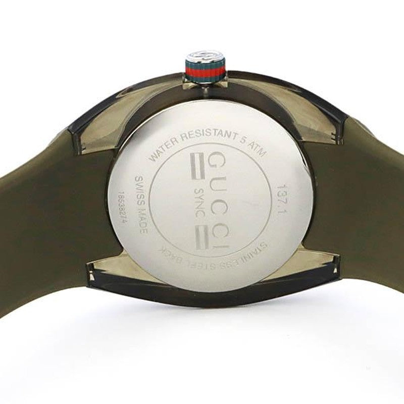  Shop Authentic Gucci Sync XXL Quartz Brown Dial Brown Leather Strap Watch For Men - YA137106 - Luxxuri