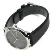 Shop Authentic Calvin Klein Minimal Grey Dial Black Leather Strap Watch for Men - K3M221C3 - Luxxuri
