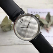  Shop Authentic Calvin Klein Sight Silver Dial Black Leather Strap Watch for Men - K1S21120 - Luxxuri