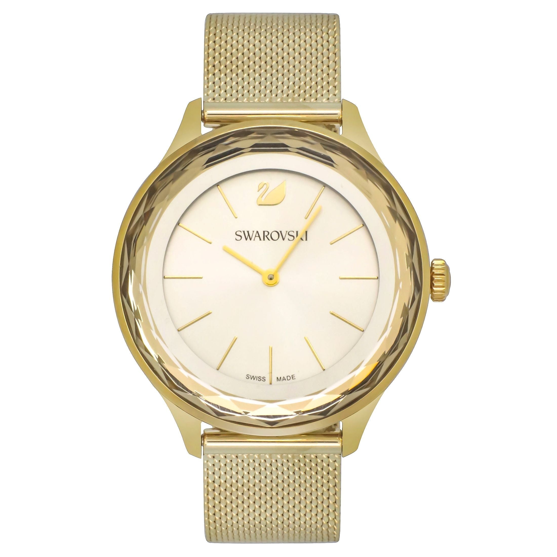  Shop Authentic Swarovski Octea Nova Silver Dial Gold Mesh Bracelet Watch for Women - 5430417 - Luxxuri