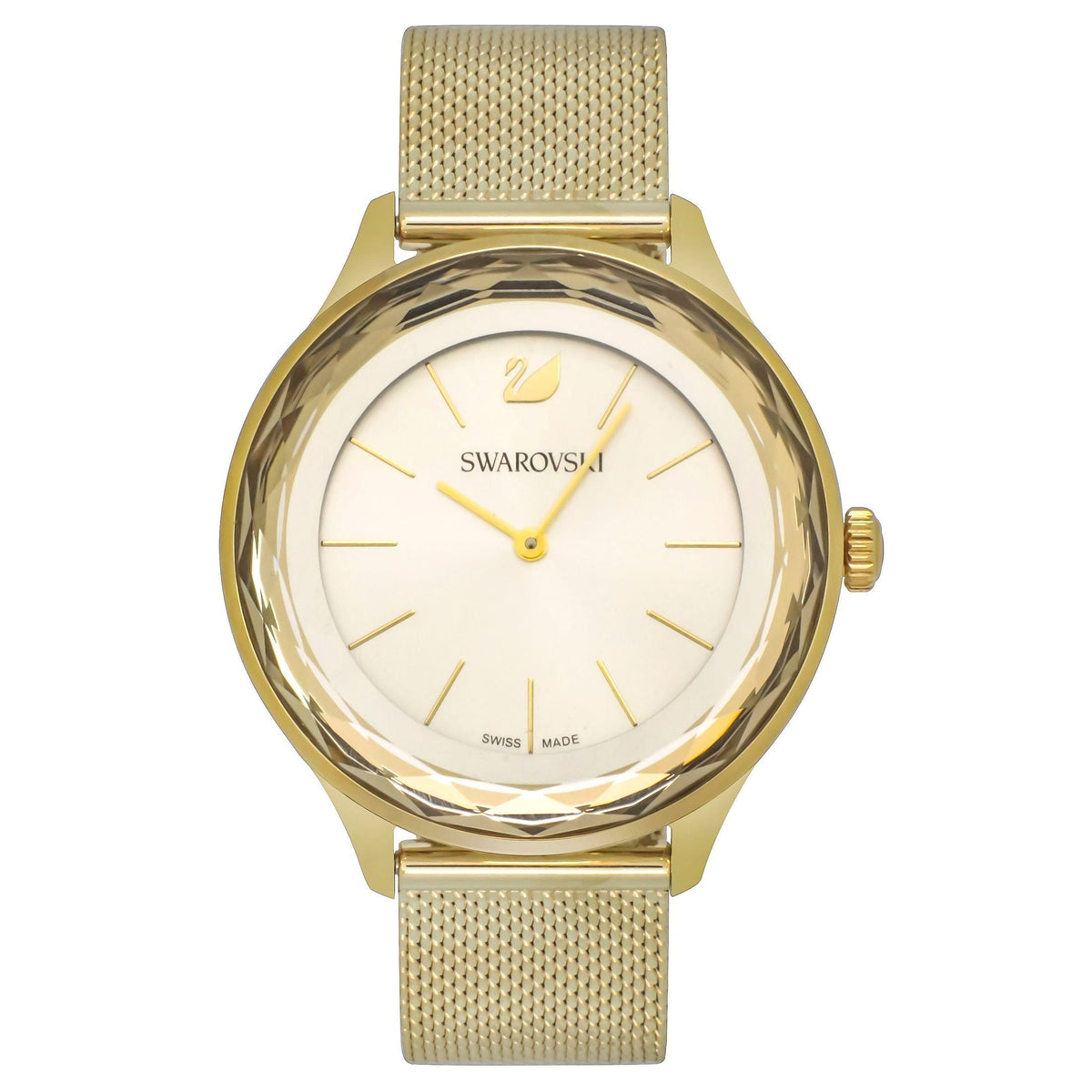  Shop Authentic Swarovski Octea Nova Silver Dial Gold Mesh Bracelet Watch for Women - 5430417 - Luxxuri
