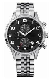  Shop Authentic Hugo Boss Aeroliner Chronograph Quartz Black Dial Silver Steel Strap Watch For Men - HB1512446 - Luxxuri