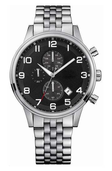  Shop Authentic Hugo Boss Aeroliner Chronograph Quartz Black Dial Silver Steel Strap Watch For Men - HB1512446 - Luxxuri