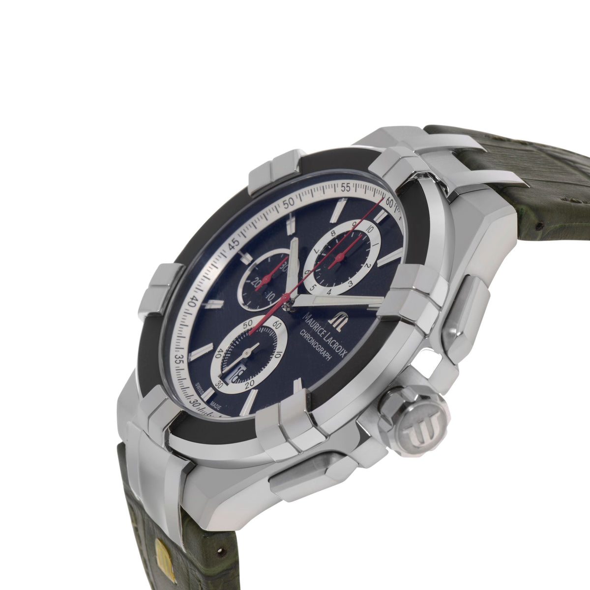  Shop Authentic Maurice Lacroix Aikon Chronograph Black Dial Green Leather Strap Watch for Men - AI1018-PVB21-330-1 - Luxxuri