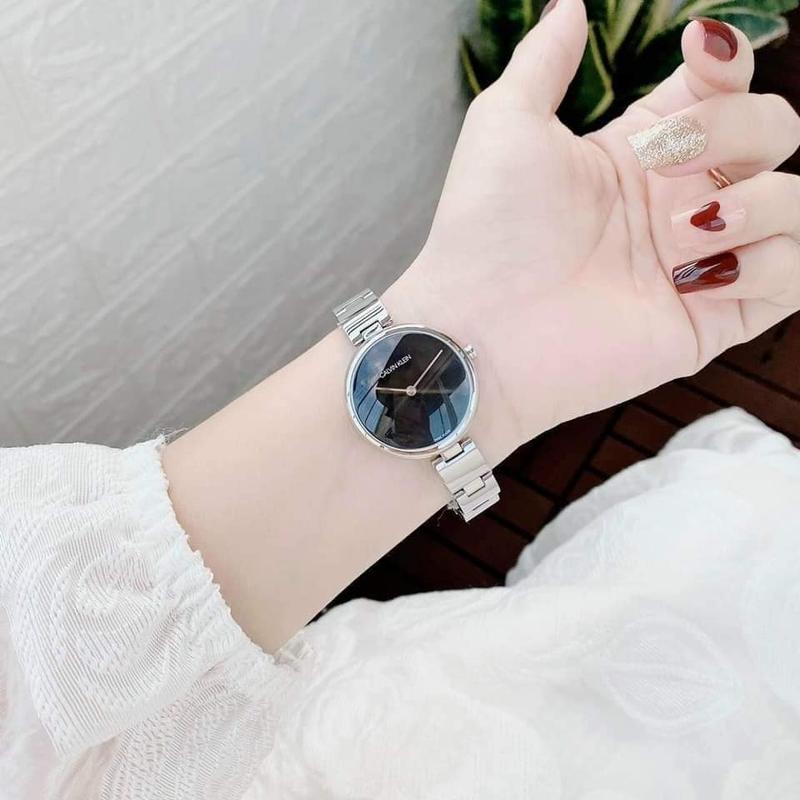  Shop Authentic Calvin Klein Wavy Black Dial Silver Steel Strap Watch for Women - K9U23141 - Luxxuri