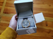  Shop Authentic Calvin Klein Posh Grey Dial Black Leather Strap Watch for Men - K8Q376C3 - Luxxuri