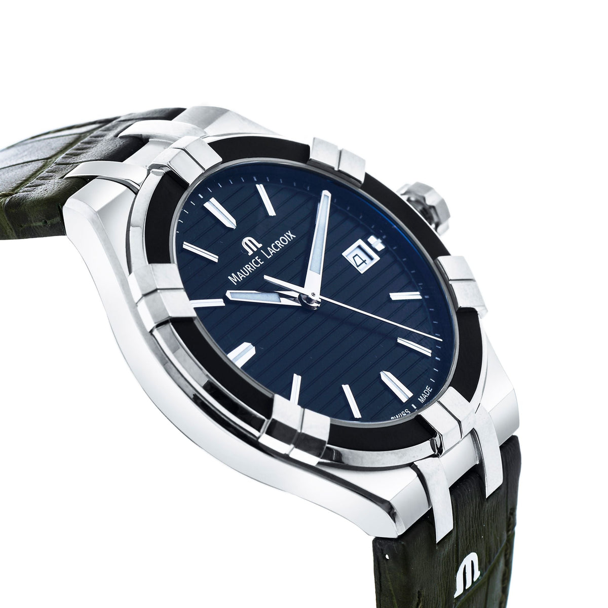  Shop Authentic Maurice Lacroix Aikon Quartz Black Dial Green Crocodile Leather Strap Watch for Men - AI1008-PVB21-330-1 - Luxxuri