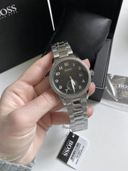  Shop Authentic Hugo Boss Legacy Black Dial Silver Steel Strap Watch for Men - 1513671 - Luxxuri