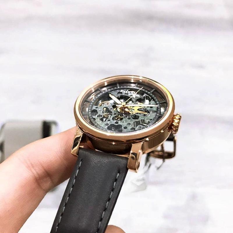  Shop Authentic Fossil Boyfriend Automatic Skeleton Grey Dial Grey Leather Strap Watch for Women - ME3089 - Luxxuri