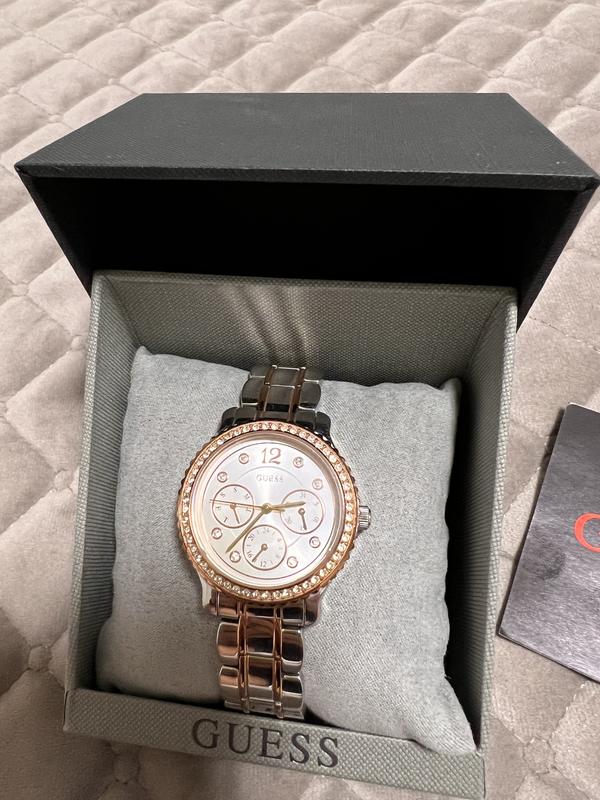  Shop Authentic Guess Enchanting Diamonds Silver Dial Two Tone Steel Strap Watch for Women - W0305L3 - Luxxuri