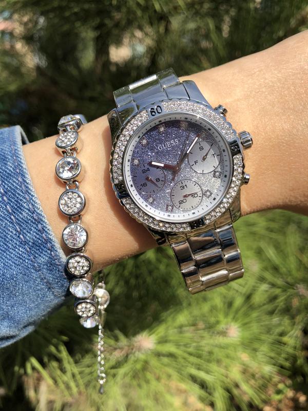  Shop Authentic Guess Confetti Diamonds Blue Dial Silver Steel Strap Watch for Women - W0774L6 - Luxxuri