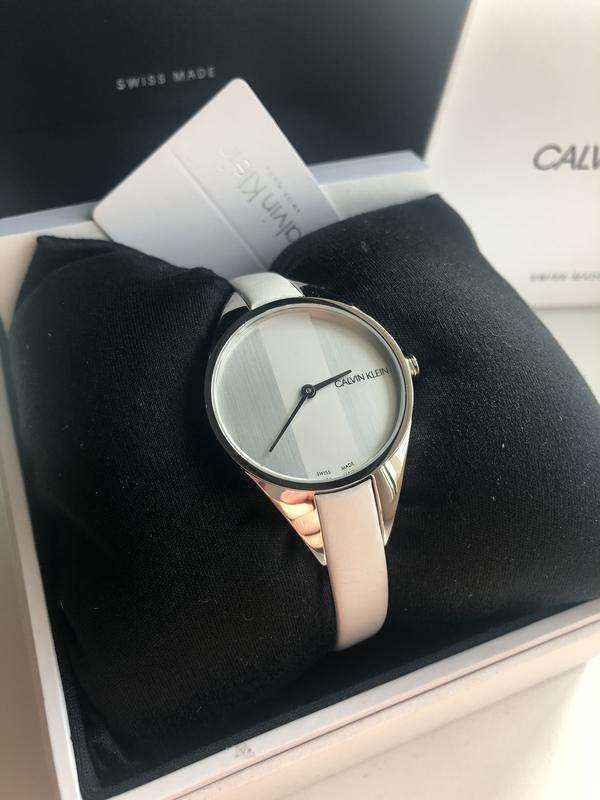  Shop Authentic Calvin Klein Rebel White Dial White Leather Strap Watch for Women - K8P231L6 - Luxxuri