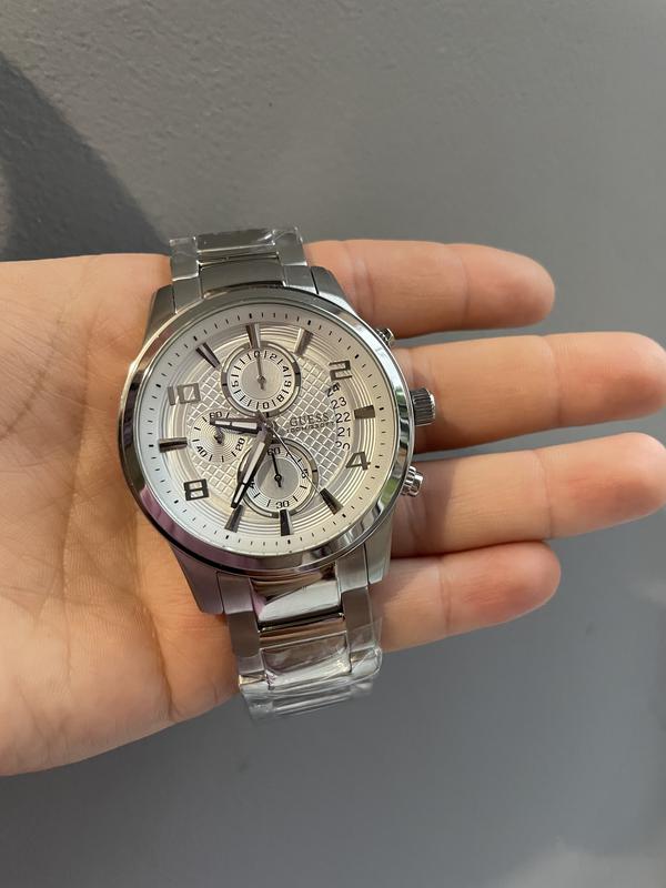  Shop Authentic Guess Exec Quartz Silver Dial Silver Steel Strap Watch for Men - W0075G3 - Luxxuri