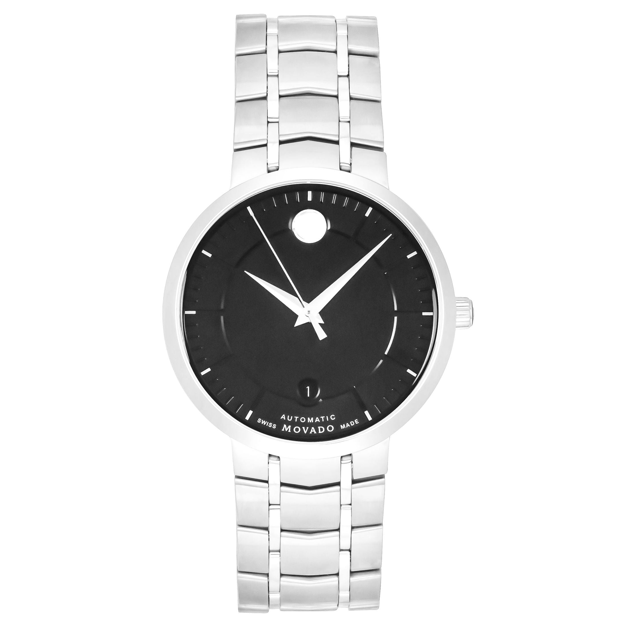  Shop Authentic Movado 1881 Automatic Black Dial Silver Steel Strap Watch for Men - 606914 - Luxxuri