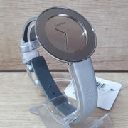  Shop Authentic Calvin Klein Chic Silver Dial White Leather Strap Watch for Women - K7N23UP8 - Luxxuri