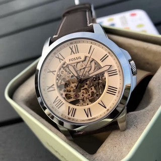  Shop Authentic Fossil Grant Chronograph Cream Dial Brown Leather Strap Watch for Men - ME3122 - Luxxuri