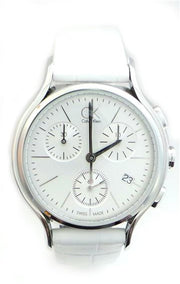  Shop Authentic Calvin Klein Skirt White Dial White Leather Strap Watch for Women - K2U291L6 - Luxxuri