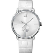  Shop Authentic Calvin Klein Accent Silver Dial White Leather Strap Watch for Women - K2Y231K6 - Luxxuri