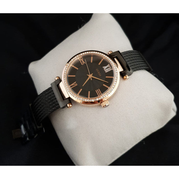  Shop Authentic Guess Soho Diamonds Black Dial Black Mesh Bracelet Watch for Women - W0638L5 - Luxxuri