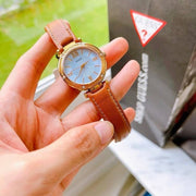  Shop Authentic Guess Park Avenue Blue Dial Brown Leather Strap Watch for Women - W0838L2 - Luxxuri