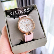  Shop Authentic Guess Solstice Diamonds White Dial Pink Rubber Strap Watch For Women - GW0113L4 - Luxxuri