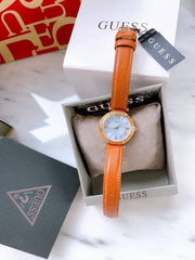  Shop Authentic Guess Park Avenue Blue Dial Brown Leather Strap Watch for Women - W0838L2 - Luxxuri