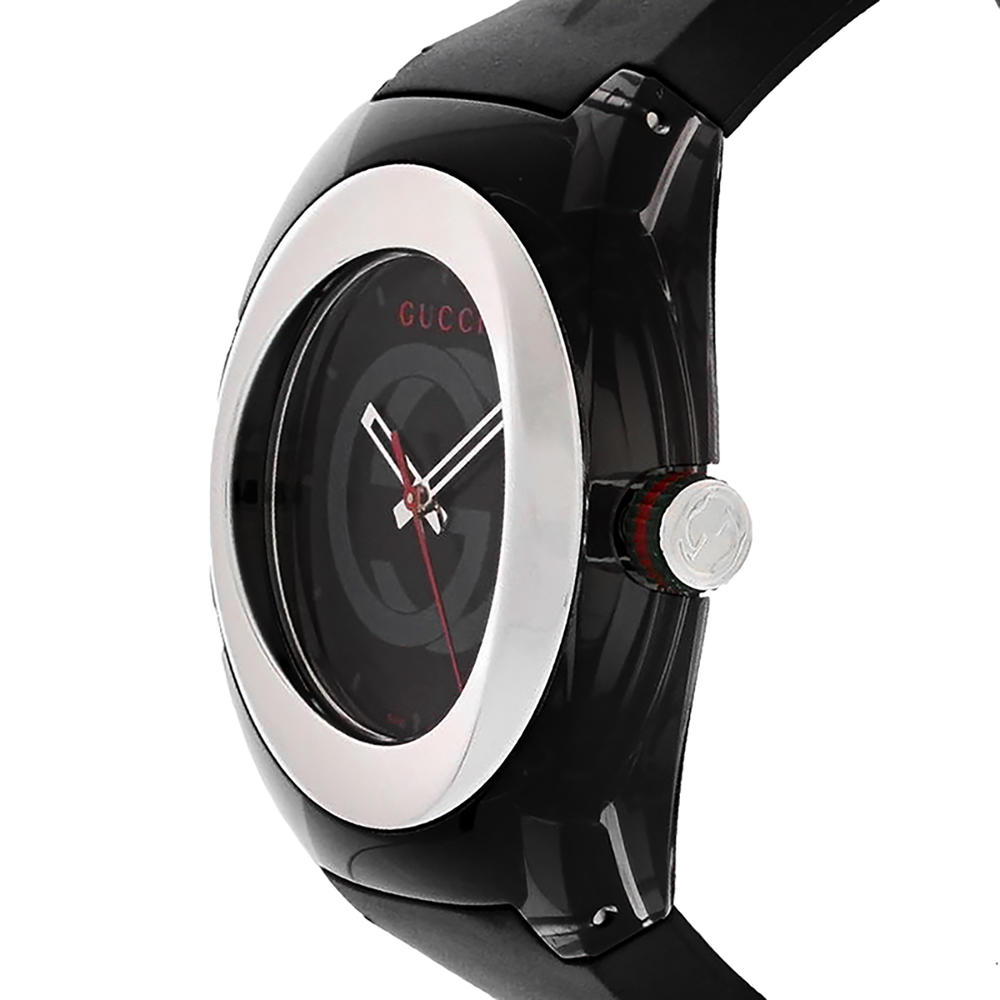  Shop Authentic Gucci Sync XXL Quartz Black Dial Black Rubber Strap Watch For Men - YA137101 - Luxxuri