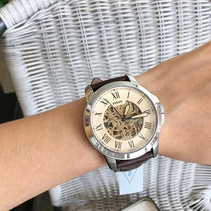  Shop Authentic Fossil Grant Chronograph Cream Dial Brown Leather Strap Watch for Men - ME3122 - Luxxuri