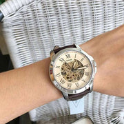  Shop Authentic Fossil Grant Chronograph Cream Dial Brown Leather Strap Watch for Men - ME3122 - Luxxuri