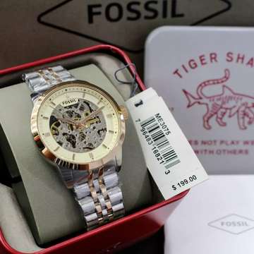  Shop Authentic Fossil Townsman Automatic Skeleton White Dial Two Tone Steel Strap Watch for Men - ME3075 - Luxxuri
