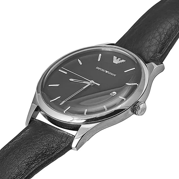  Shop Authentic Emporio Armani Lambda Classic Quartz Black Dial Black Leather Strap Watch For Men - AR11020 - Luxxuri