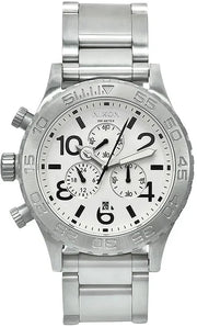 Nixon 51-30 Chrono White Dial Silver Steel Strap Watch for Men - A083-100