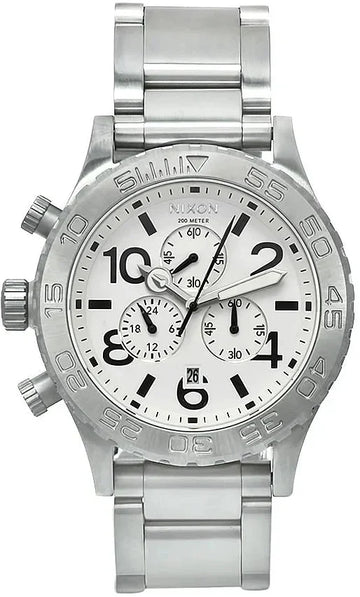 Nixon 51-30 Chrono White Dial Silver Steel Strap Watch for Men - A083-100