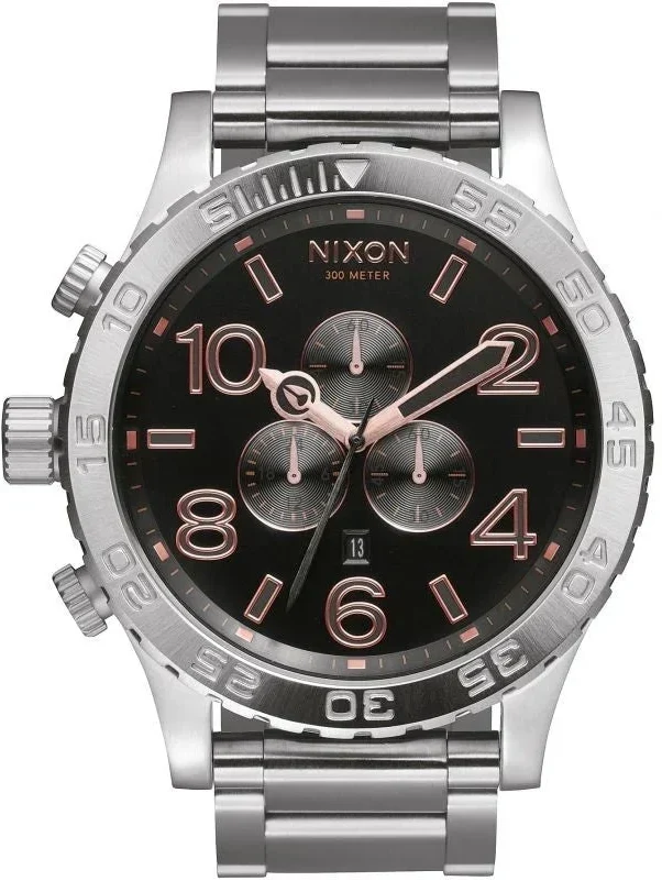 Nixon 51-30 Chrono Grey Dial Silver Steel Strap Watch for Men - A083-2064