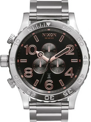 Nixon 51-30 Chrono Grey Dial Silver Steel Strap Watch for Men - A083-2064